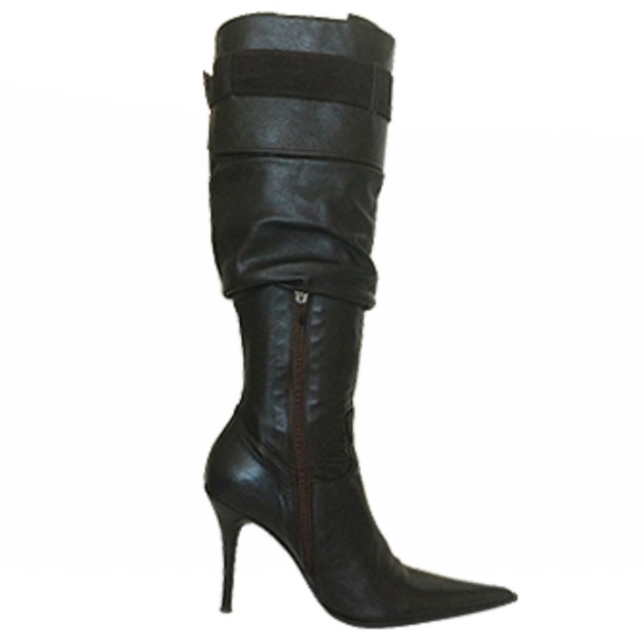Mariano Renzi Vero Cuoio Slouch Heel Leather Boots - Picture 3 of 5